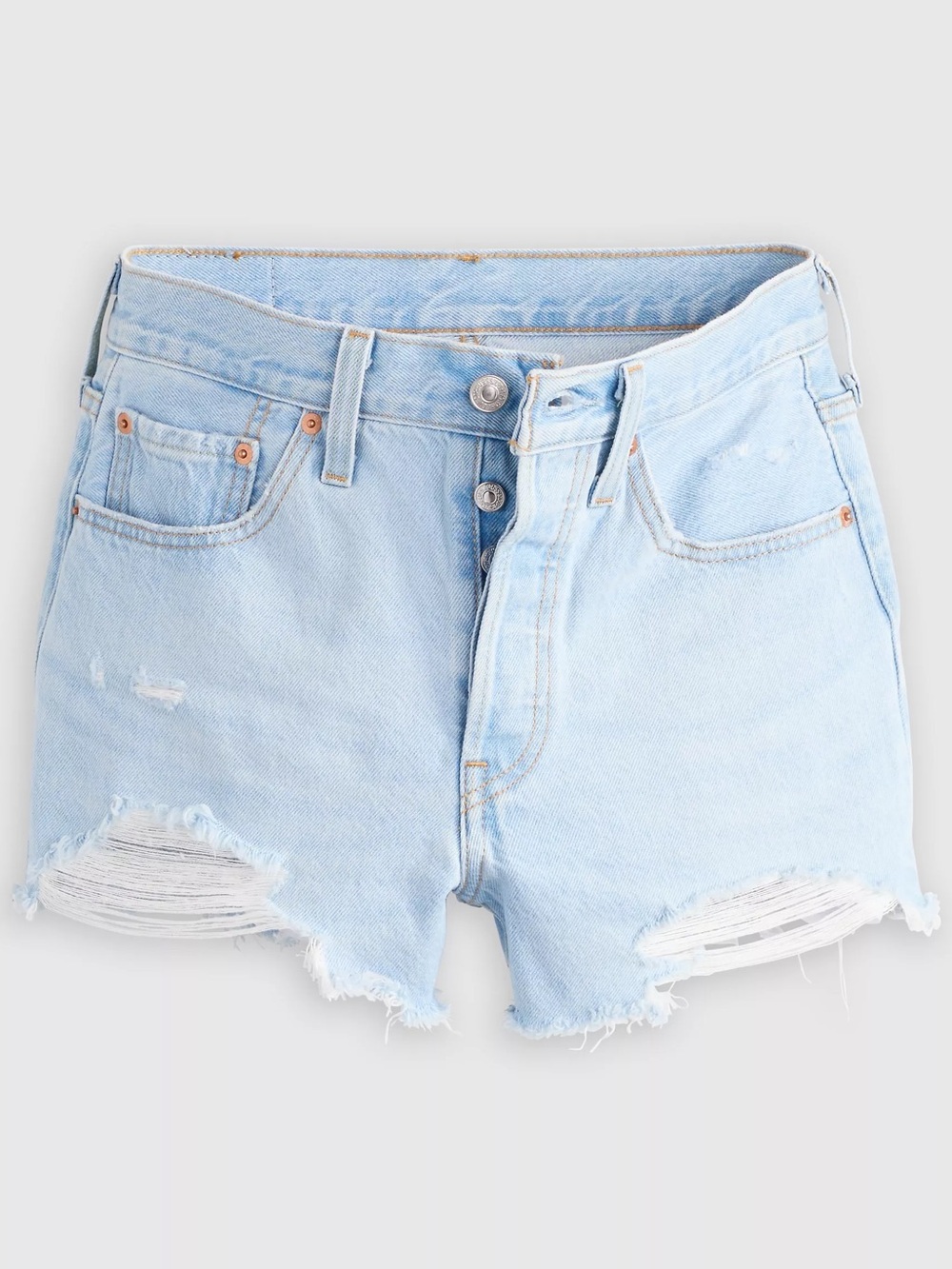 Levi’s 501 Original High Rise Button Fly Cut Off Jean Shorts - Light Denim Wash - Picture 2 of 3